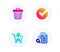 Trash bin, Verify and Shopping icons set. Bill accounting sign. Garbage, Selected choice, Add to cart. Vector