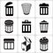 Trash Bucket Icons Set