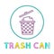 Trash Can or Bin Rounded Lineart Icon or Glyph