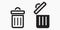 Trash can icon. Delete files. Waste recycling