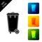 Trash can icon isolated. Garbage bin sign. Recycle basket icon. Office trash icon. Set icons colorful square buttons