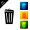 Trash can icon isolated. Garbage bin sign. Recycle basket icon. Office trash icon. Set icons colorful square buttons