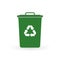 Trash can icon with recycle sign. Garbage bin or basket with recycling symbol. Vector illustration