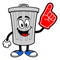 Trash Can Mascot with a Foam Finger