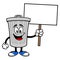 Trash Can Mascot with a Sign