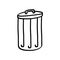 Trash can outline cartoon on white background