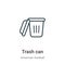 Trash can outline vector icon. Thin line black trash can icon, flat vector simple element illustration from editable american