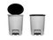 Trash Can with Plastic Black Isolated on white Background with Clipping Path. Beautiful Grey Empty Refuse Bin Garbage Can for