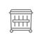 Trash can, recycling bin, dumpster, large garbage bin line icon.