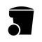 Trash can on wheels black and white flat icon