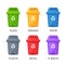 Trash container bin icon. Garbage can metal recycle basket box for trash waste symbol