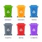 Trash container bin icon. Garbage can metal recycle basket box for trash waste symbol