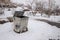 Trash container in winter Cappadocia