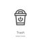 trash icon vector from smart home collection. Thin line trash outline icon vector illustration. Outline, thin line trash icon for