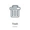 Trash outline vector icon. Thin line black trash icon, flat vector simple element illustration from editable kitchen concept