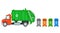 Trash recycle transportation truck garbage dumpster can car machine automobile flat design vector illustration