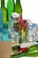 Trash for recycling with, glass bottles, cans, plastic bottle an