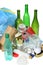 Trash for recycling with, glass bottles, cans, plastic bottle an