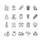 Trash Signs Black Thin Line Icon Set. Vector