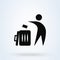 Trash and Tidy man symbol. Simple vector modern icon design illustration