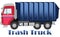 Trash Truck Red Blue Illustration Isolated on White with Clipping Path