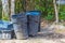 Trash waste garbage cans in the jungle in Mexico