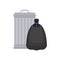 Trashcan and garbage bag. Trash can and black sack. rubbish bin Vector illustration