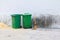 Trashcan green rubbish bin dustbins outside wall background road