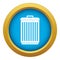 Trashcan icon blue vector isolated