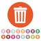 The trashcan icon. Dustbin symbol. Flat