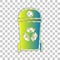 Trashcan sign illustration. Blue to green gradient Icon with Four Roughen Contours on stylish transparent Background. Illustration