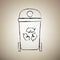 Trashcan sign illustration. Vector. Brush drawed black icon at l