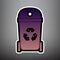 Trashcan sign illustration. Vector. Violet gradient icon with bl