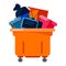 Trashcan vector bin recycle electronic waste garbage illustration. rubbish container electronic household rubbish ewaste