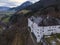 Tratzberg Castle in Tyrol, Austria. Aerial Drone View at winter twilights. White Renaissance Castle with Panorama View