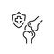 Trauma emergency room insurance coverage. Bones and joint. Shield and cross. Pixel perfect, editable stroke icon