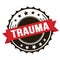 TRAUMA text on red brown ribbon stamp