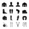 Trauma treatment glyph icons set