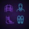 Trauma treatment neon light icons set