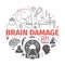 Traumatic brain injury banner. Head Injury Treatment. Vector signs for web graphics.