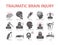 Traumatic brain injury flat icon. Head Injury Treatment. Vector signs for web graphics.