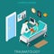 Traumatology hospital ward interior flat isometric vector 3d