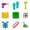 Traumatology tool icon set, color outline style