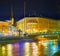 Traun river in city lights, Bad Ischl, Austria