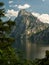 Traunsee and Traunstein Austria lake mountains and trees in su