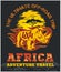 Travel Africa - extreme off-road vector emblem.