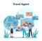 Travel agent concept. Office worker selling tour, cruise, airway