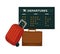 Travel airplane world trip flight vector icon of traveler luggage bag and airport schedule