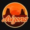 Travel Arizona destination retro round icon