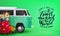 Travel Around the World Banner with 3D Realistic Travelling Van Car and Luggage Bag
